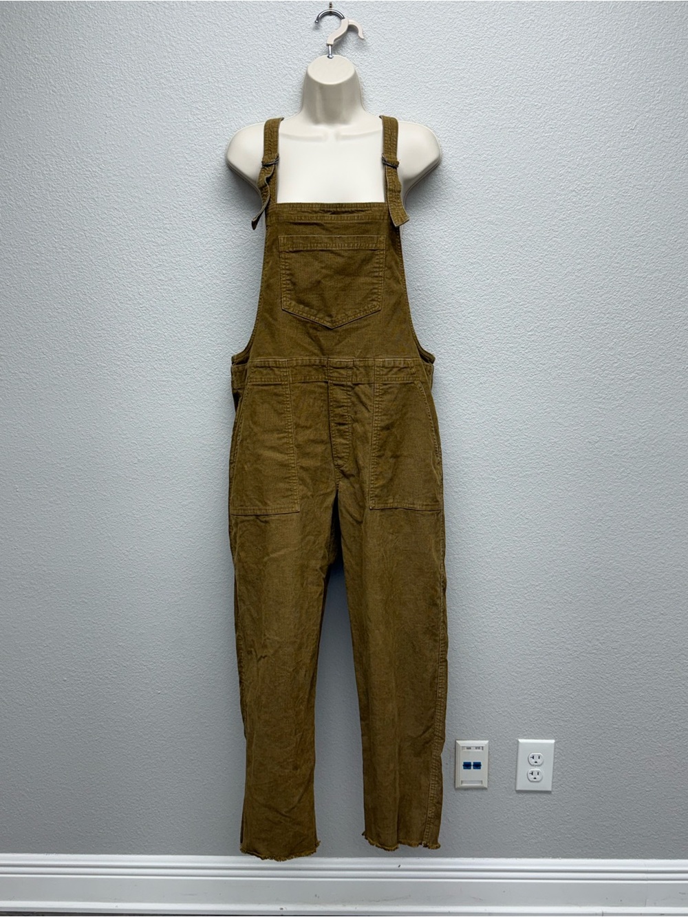 aerie Olive Corduroy Overalls Jumpsuit